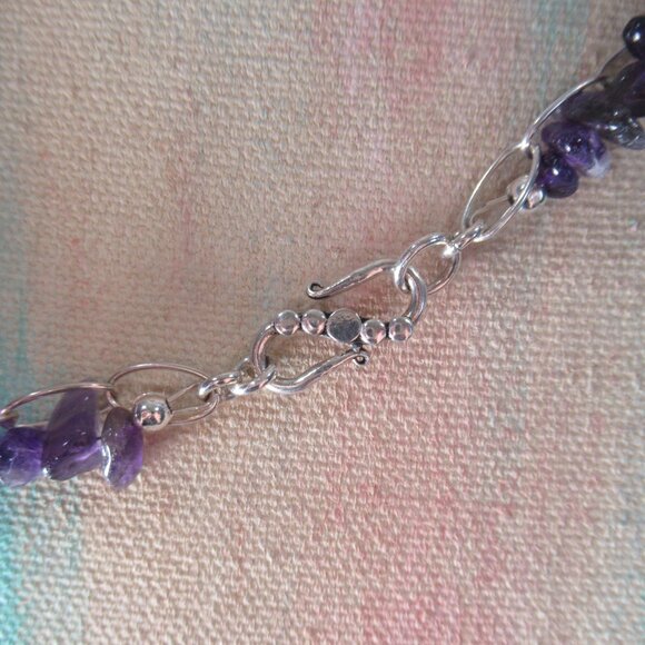 Artisan Amethyst Necklace, Sterling Silver Handcrafted Chain - Picture 6 of 8